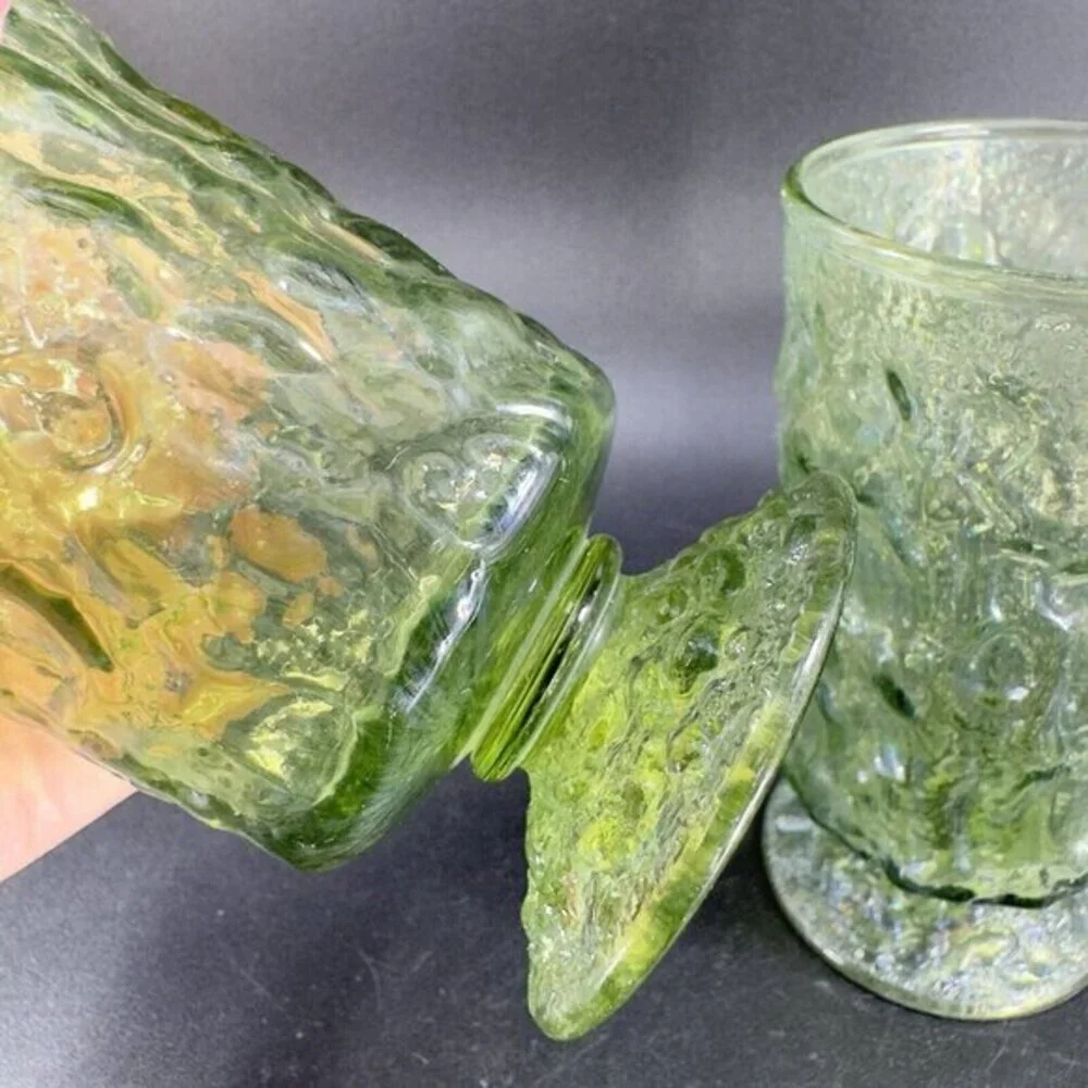 Anchor Hocking Lido Milano Crinkle Drinking Glasses Tumbler Iridescent Set‎ 2